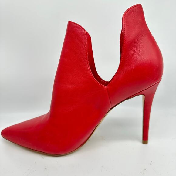 Aldo Red Leather Fraresa Stiletto Heel Ankle Boots Pointed Toe Booties Womens 9 - Picture 3 of 14